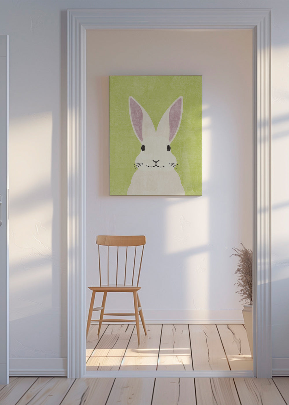 Kaninillustration i blide pastelfarver