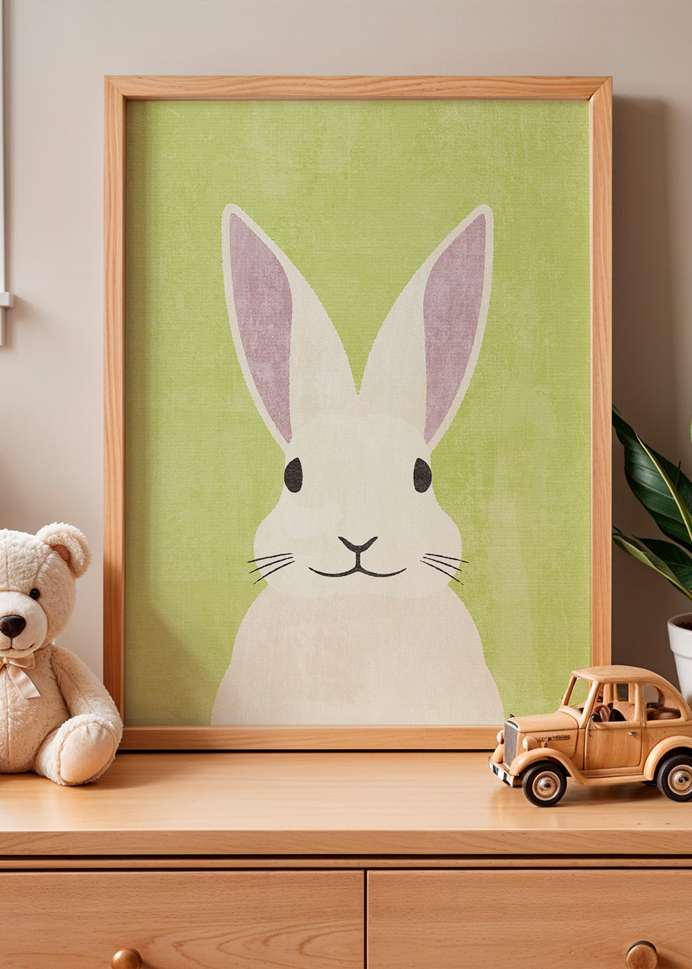 Kaninillustration i blide pastelfarver