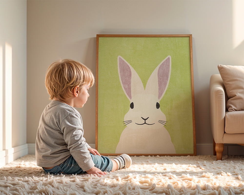 Kaninillustration i blide pastelfarver
