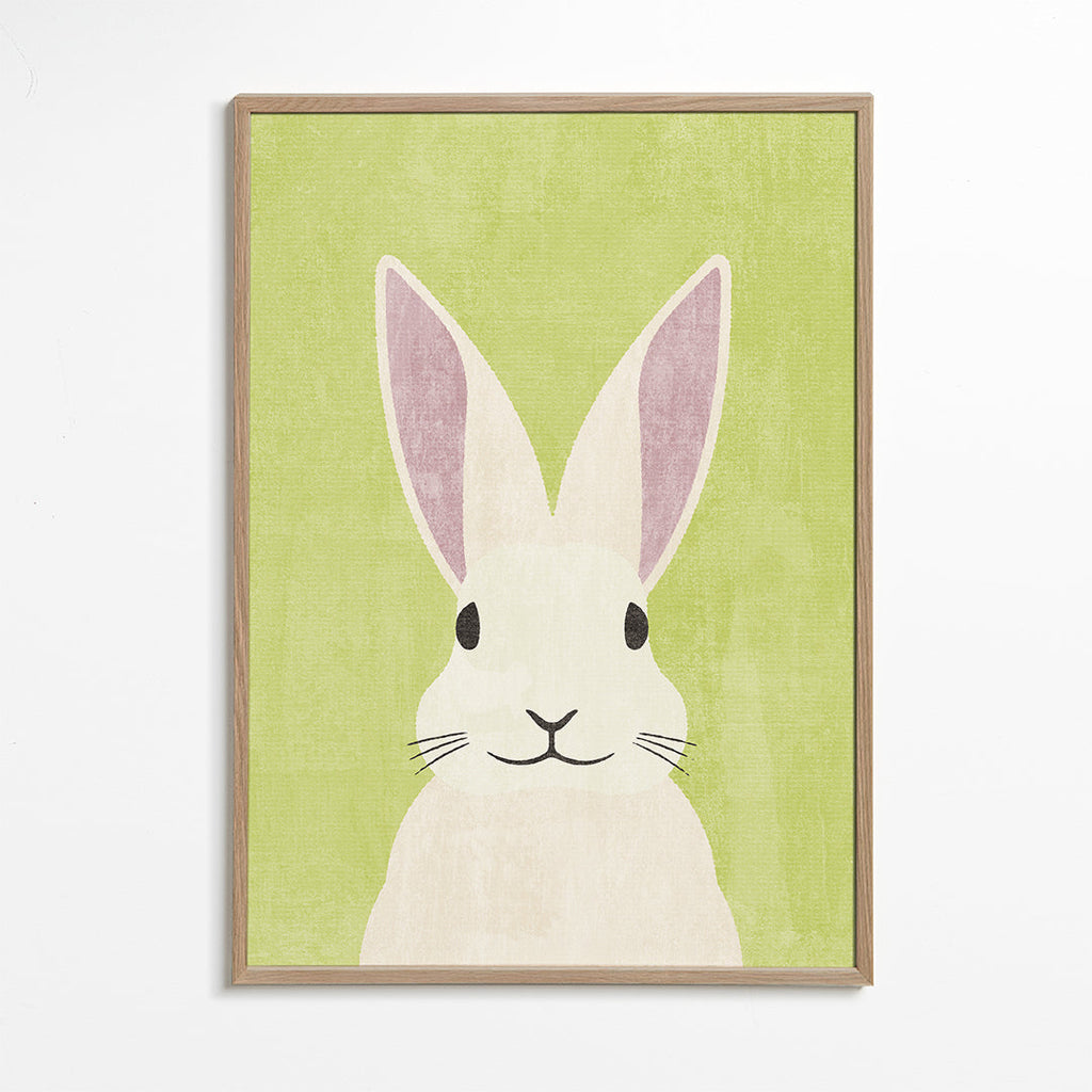 Kaninillustration i blide pastelfarver
