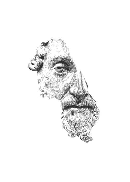 Sort-hvidt klassisk ansigt fragment