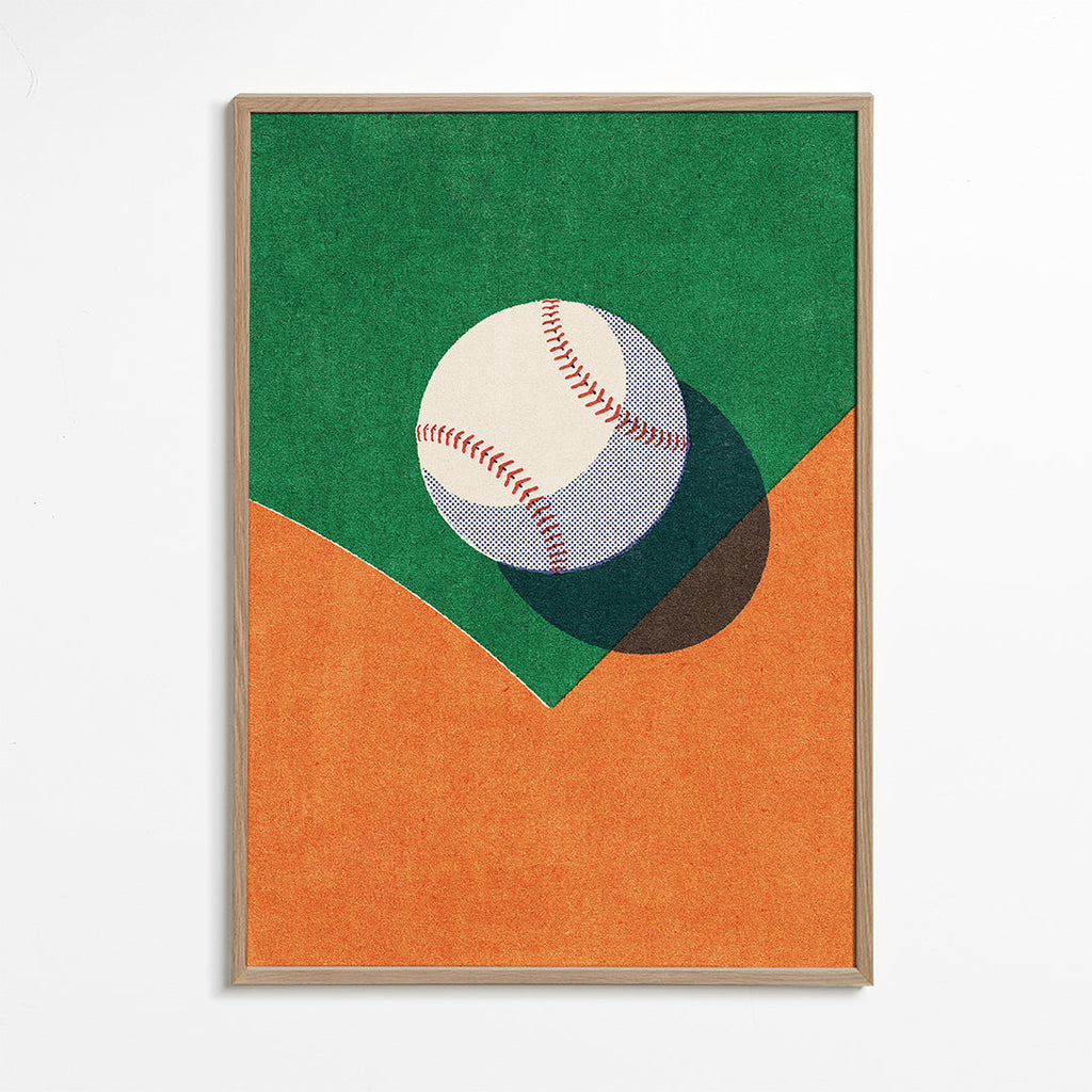 Sportskunst: baseball på stiliseret bane