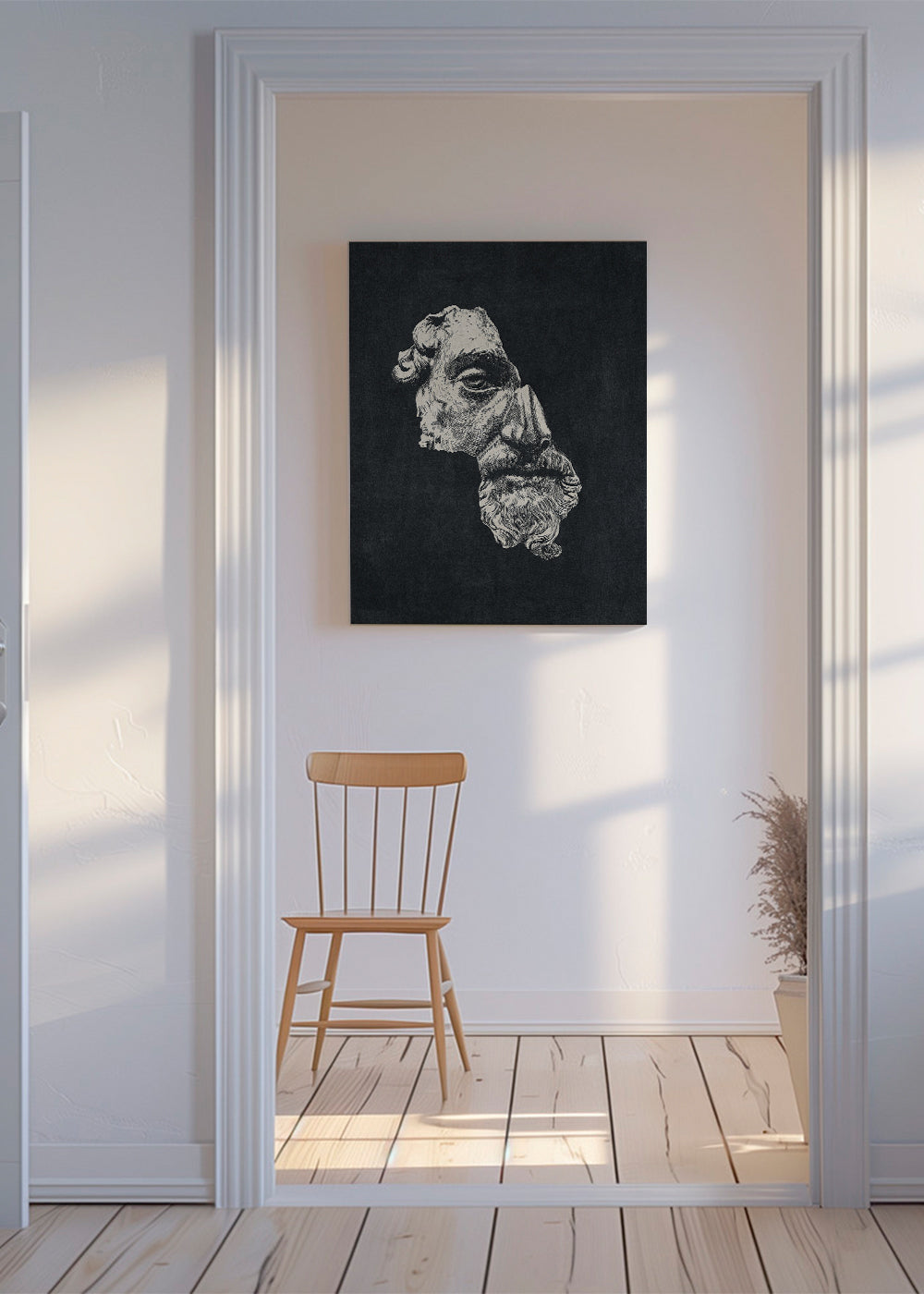 Illustration klassisk ansigt i blæk