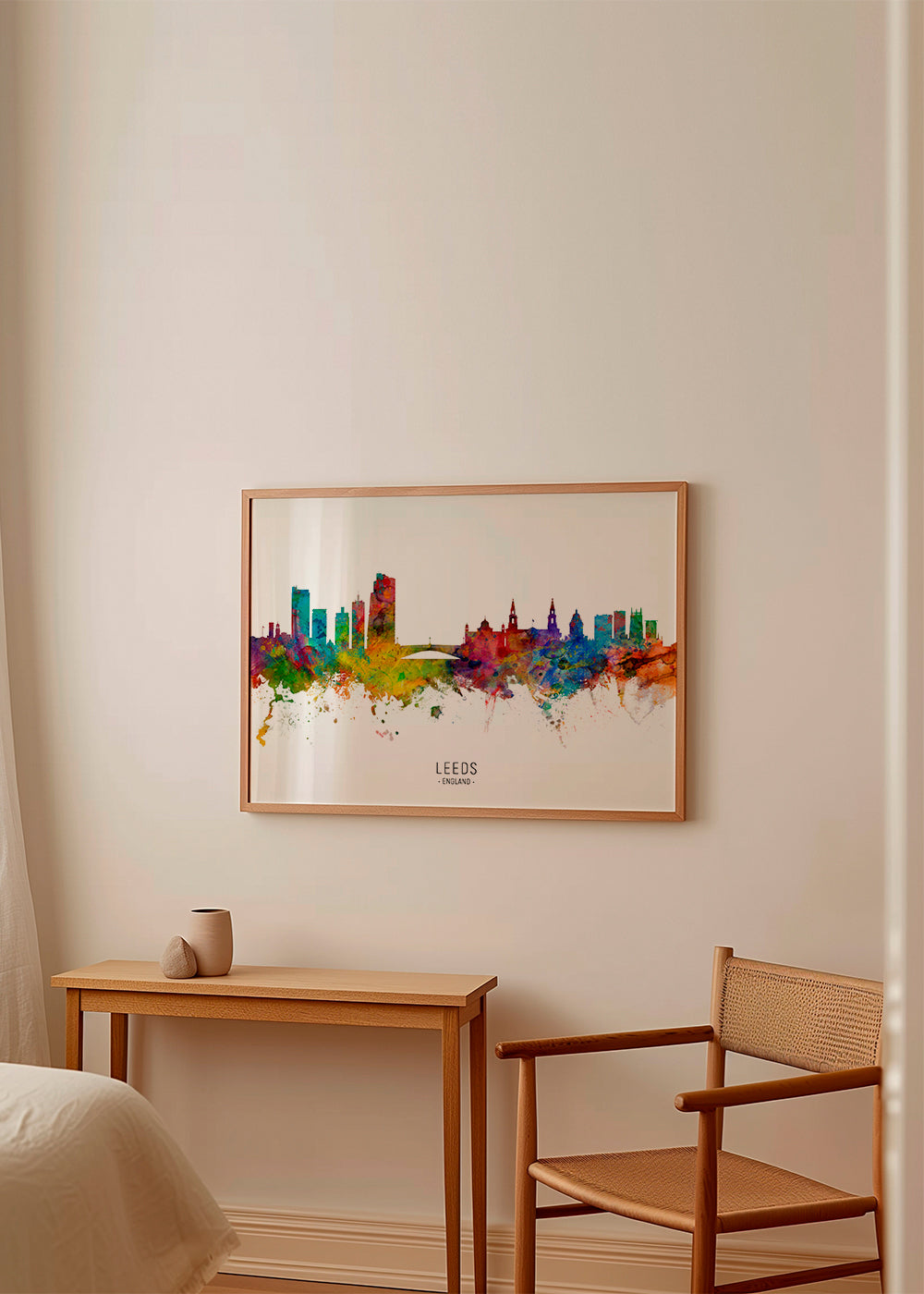 Rejseplakat Leeds skyline akvarel