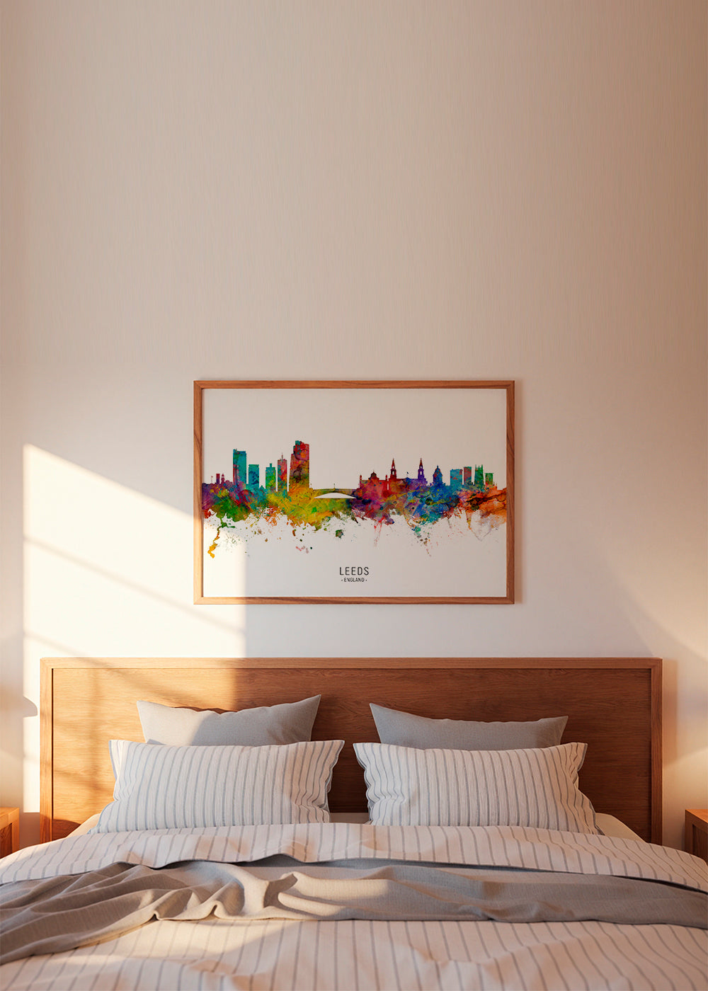 Rejseplakat Leeds skyline akvarel