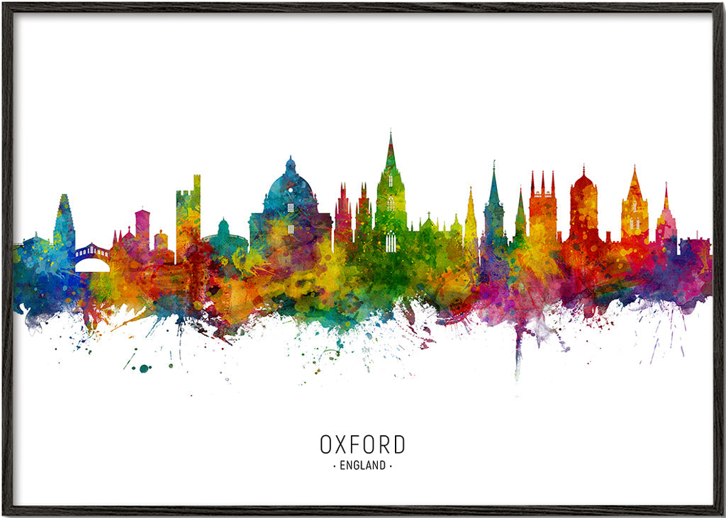 Kunstplakat Oxford skyline farverig