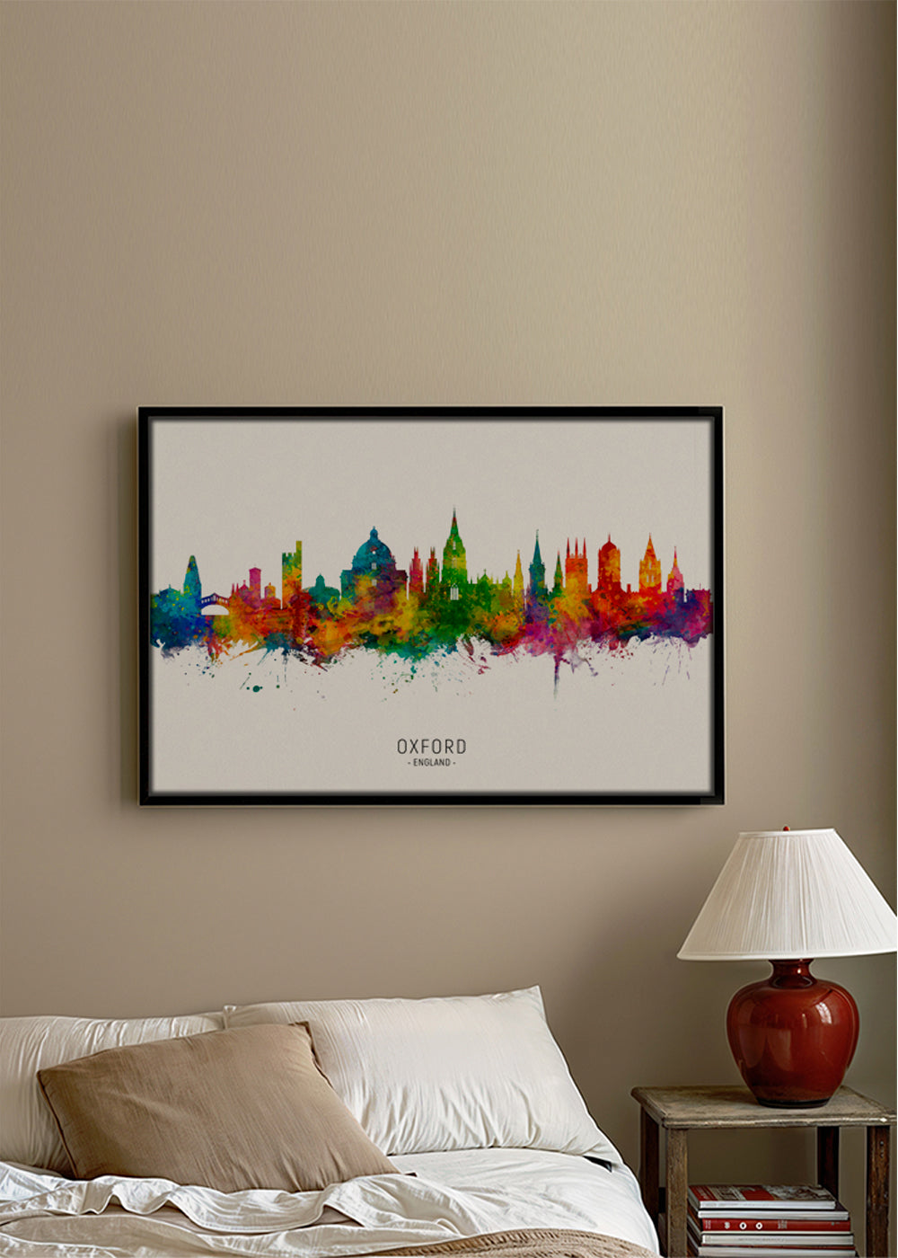 Kunstplakat Oxford skyline farverig