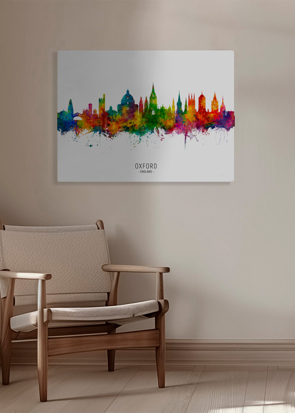 Kunstplakat Oxford skyline farverig