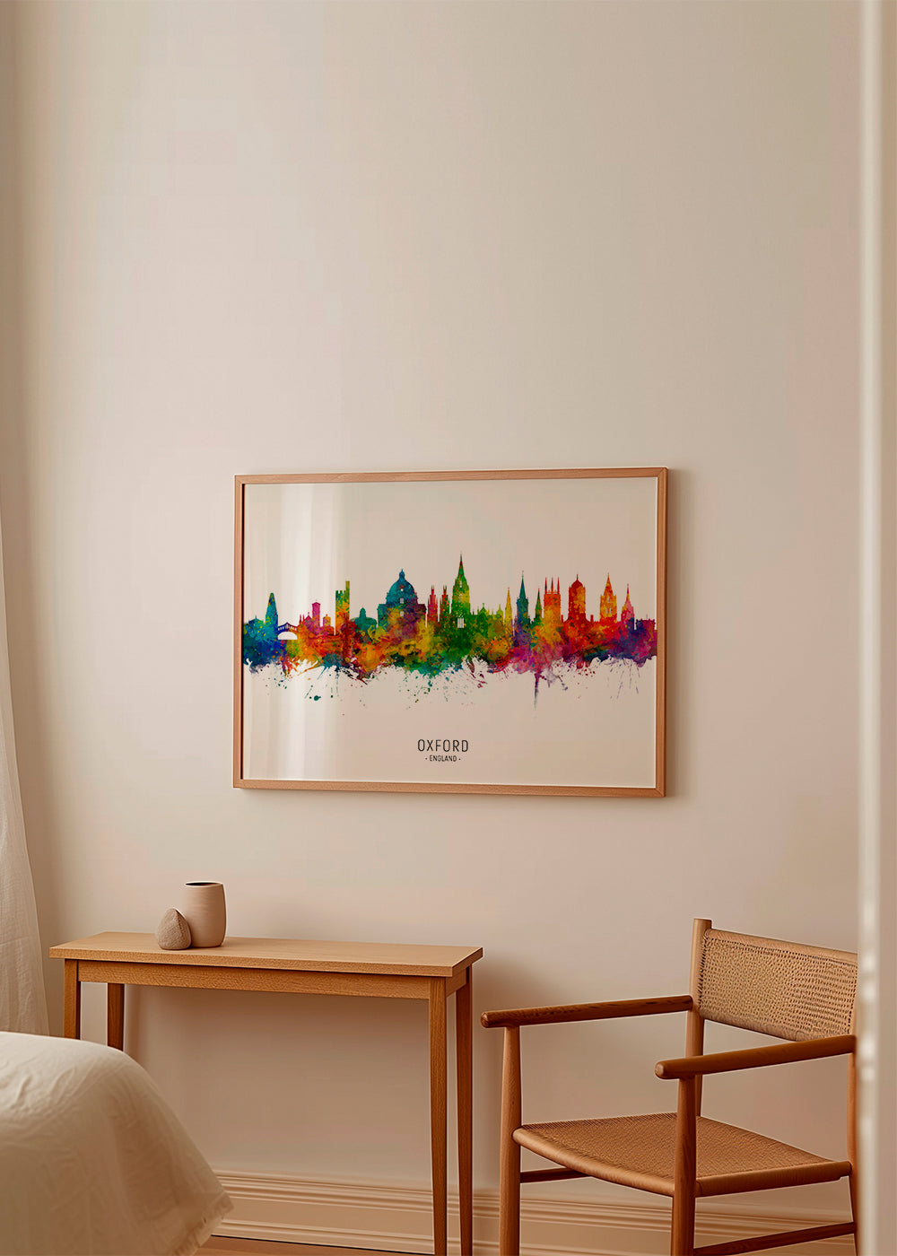Kunstplakat Oxford skyline farverig