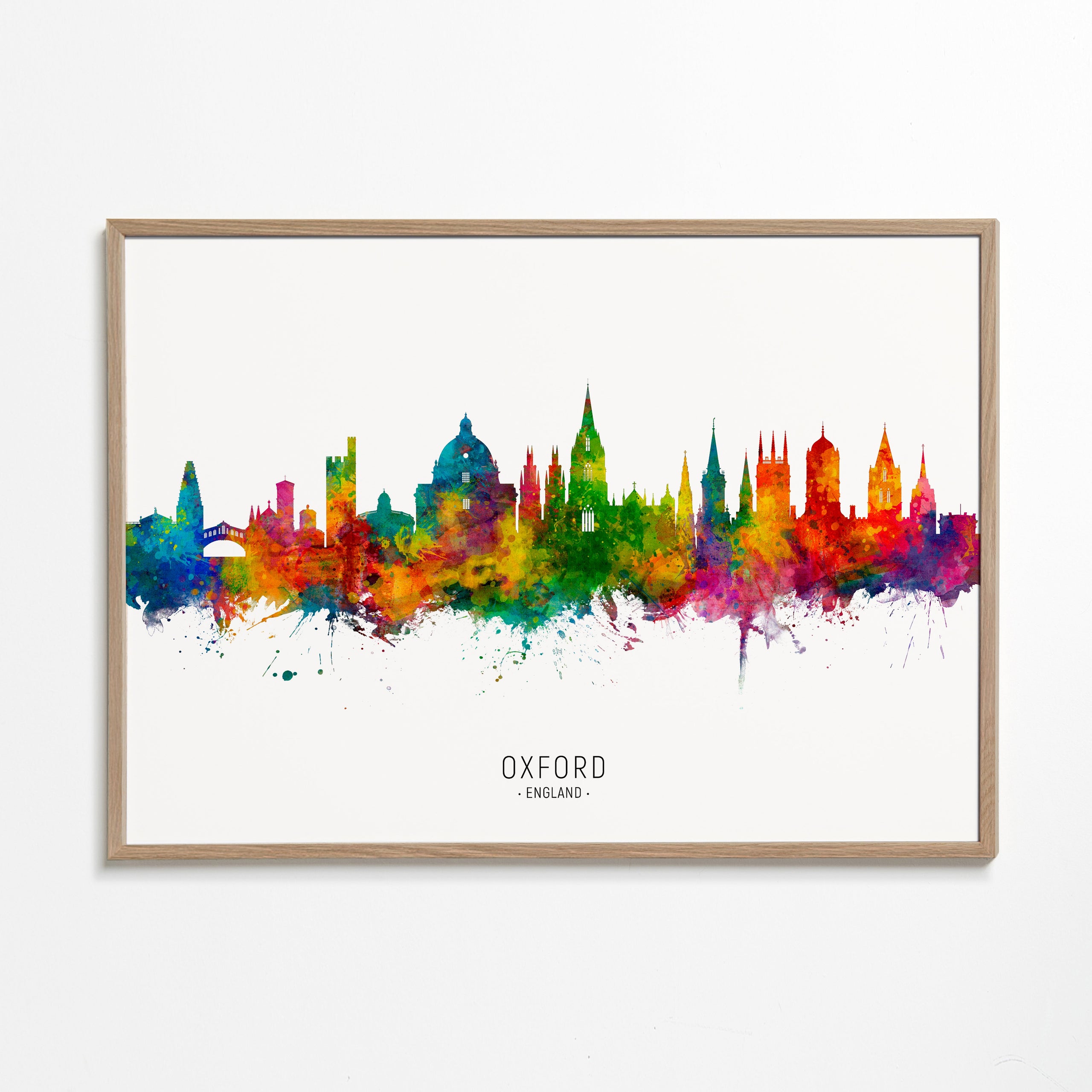 Kunstplakat Oxford skyline farverig