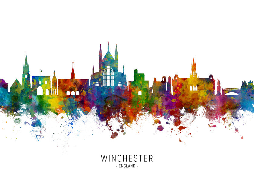 Køkkenkunst Winchester skyline i flerfarvet