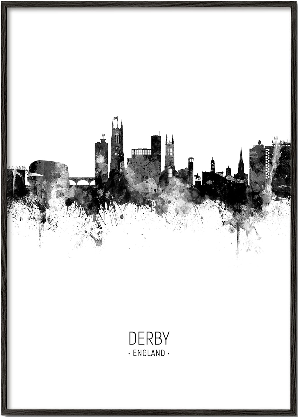 Bykunst: Derby skyline i blæk