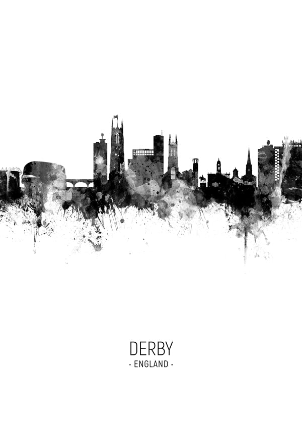Bykunst: Derby skyline i blæk