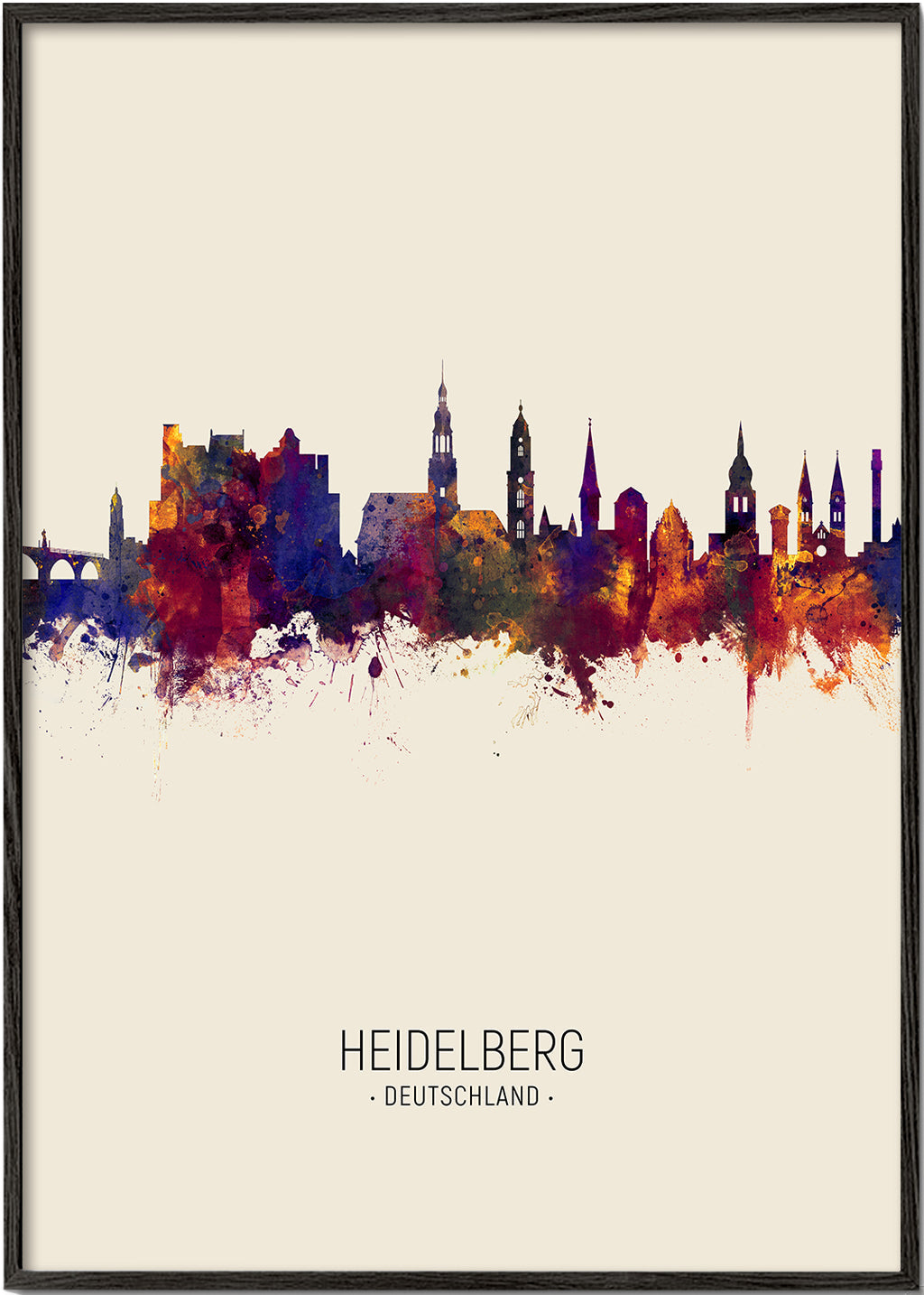 Køkkenkunst Heidelberg akvarel skyline