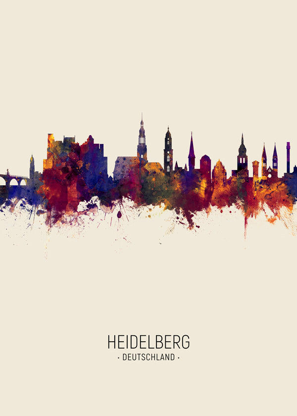 Køkkenkunst Heidelberg akvarel skyline