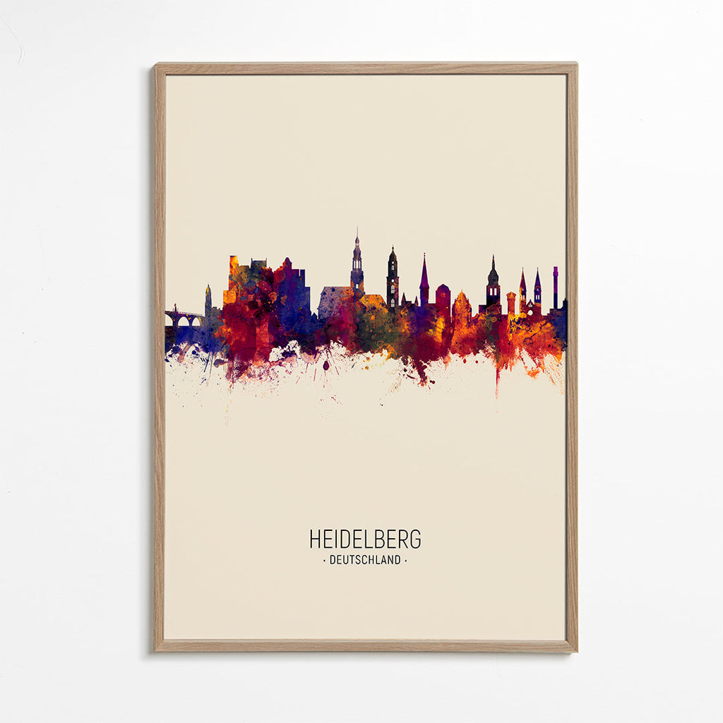 Køkkenkunst Heidelberg akvarel skyline