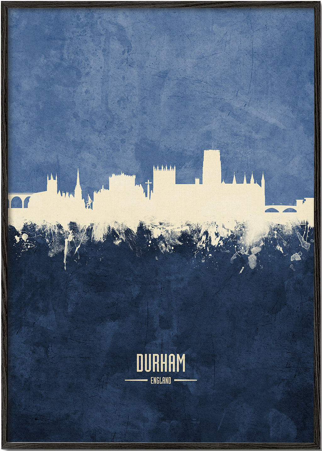 Kunsttryk Durham skyline i blå