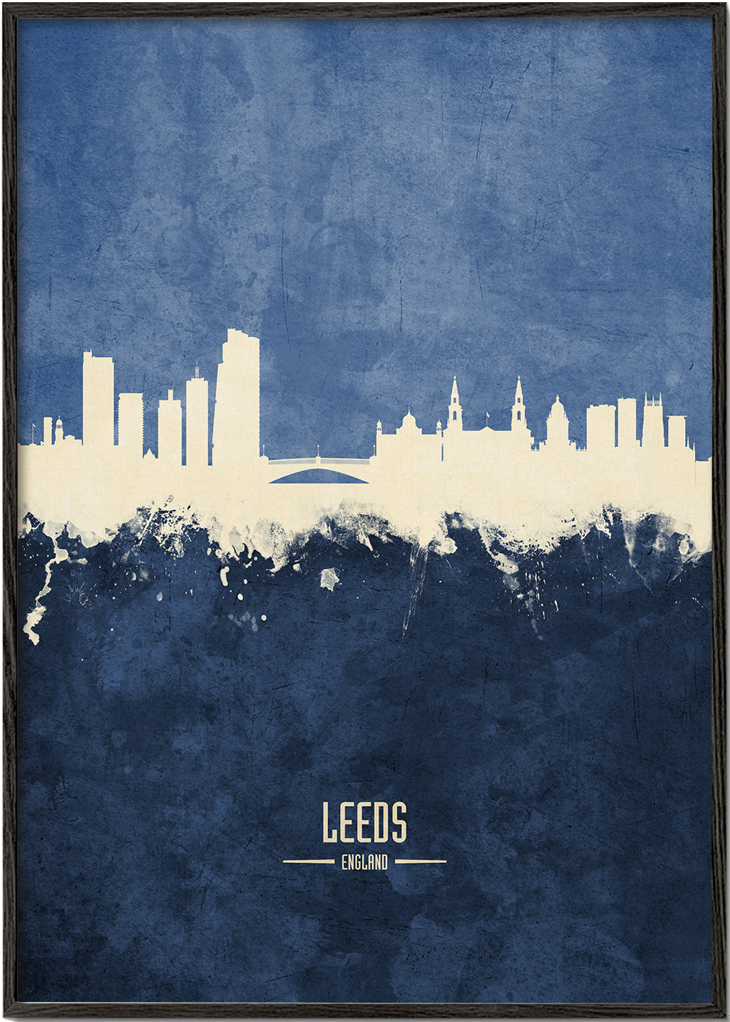 Byplakat: Leeds skyline i blå