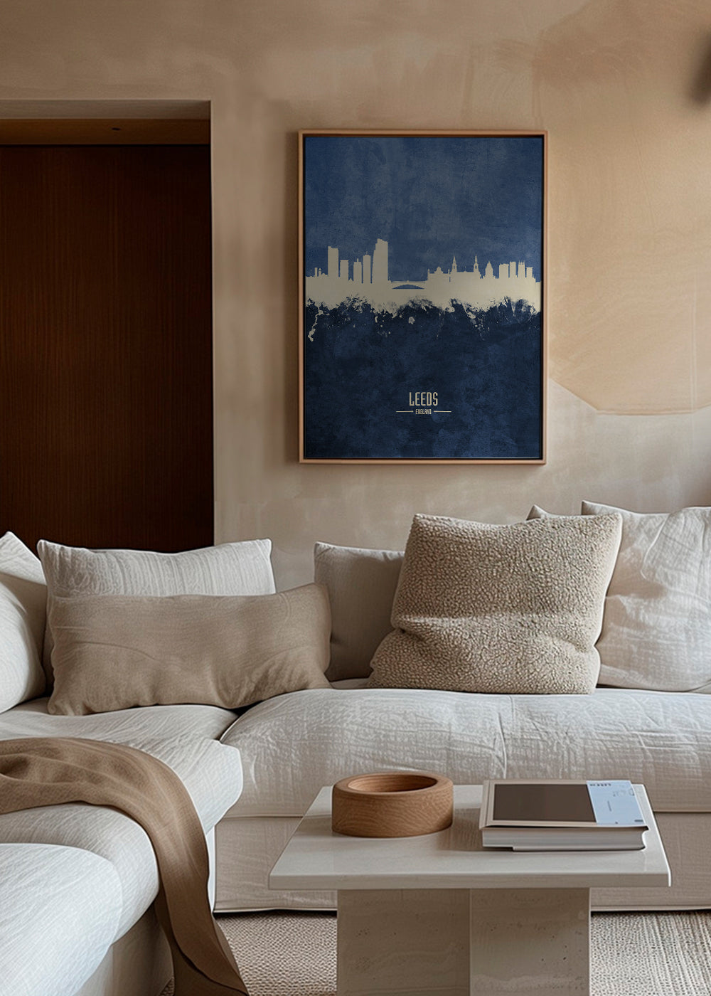 Byplakat: Leeds skyline i blå