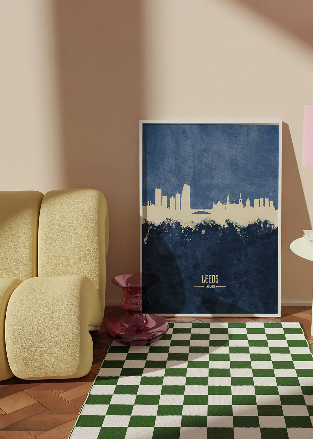 Byplakat: Leeds skyline i blå