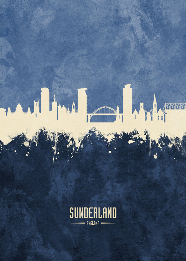 Køkkenkunst Sunderland skyline i blå