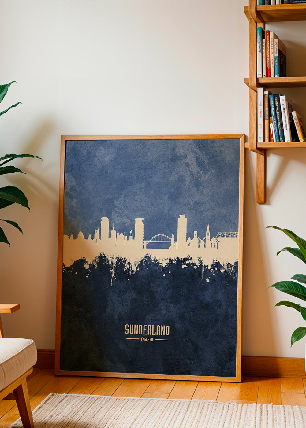 Køkkenkunst Sunderland skyline i blå
