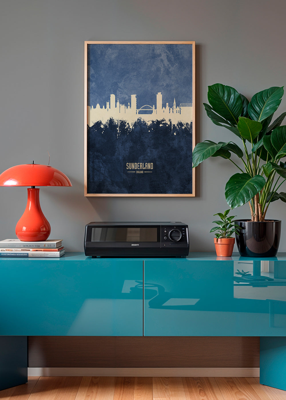 Køkkenkunst Sunderland skyline i blå