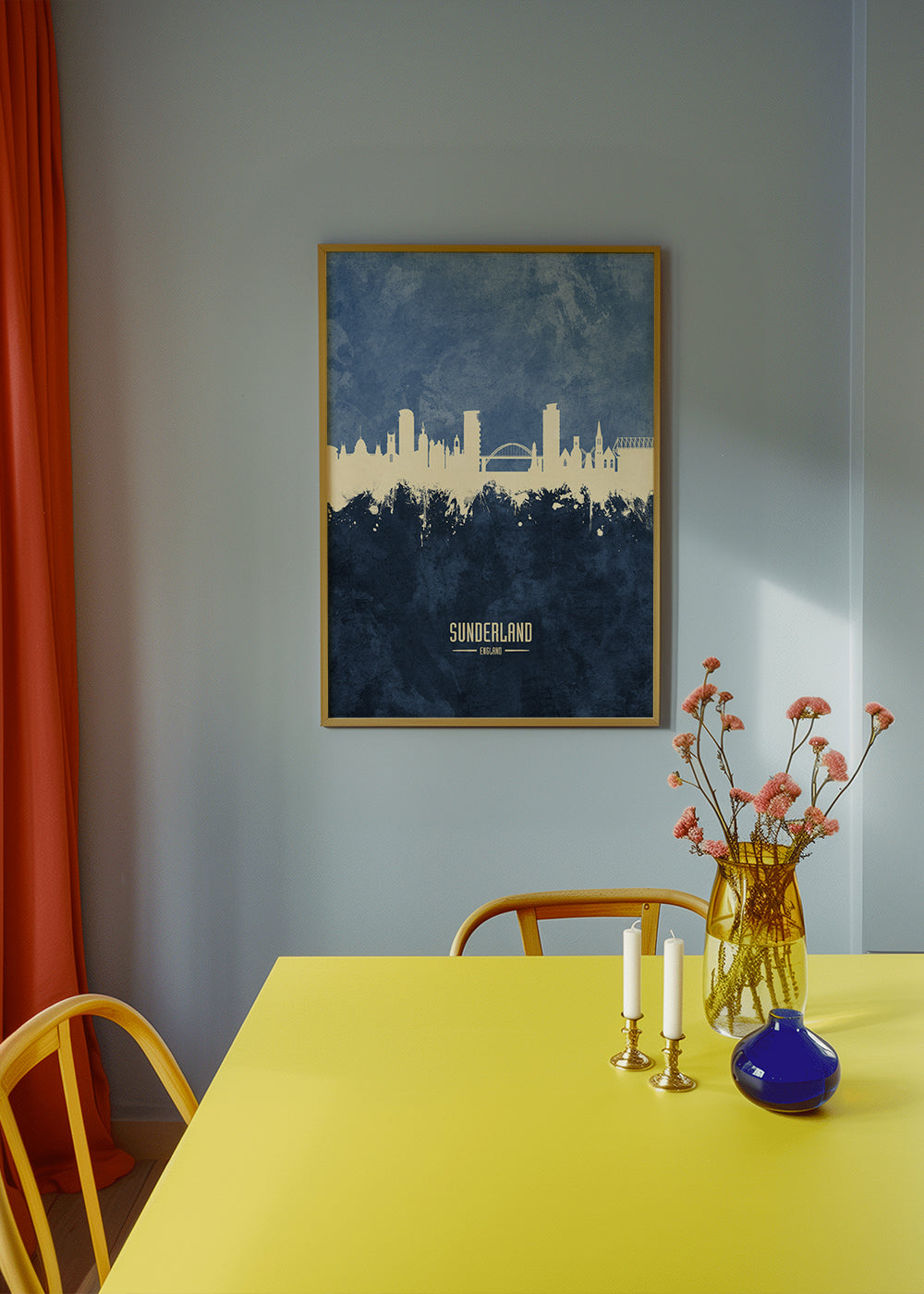Køkkenkunst Sunderland skyline i blå