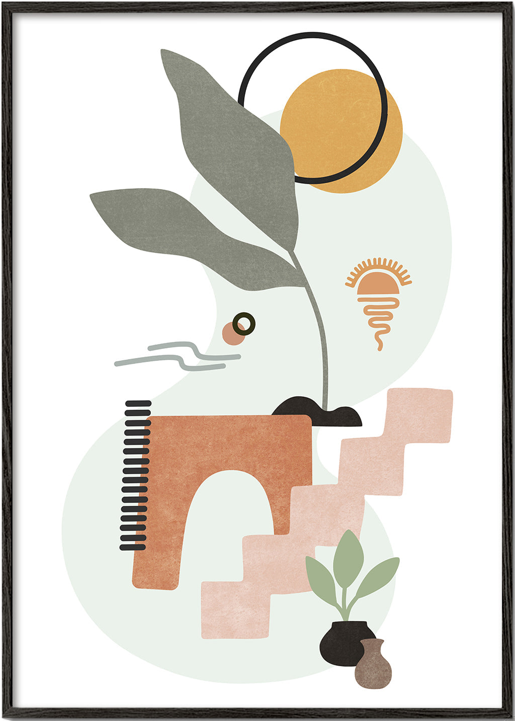 Botanisk plakat med abstrakte blade
