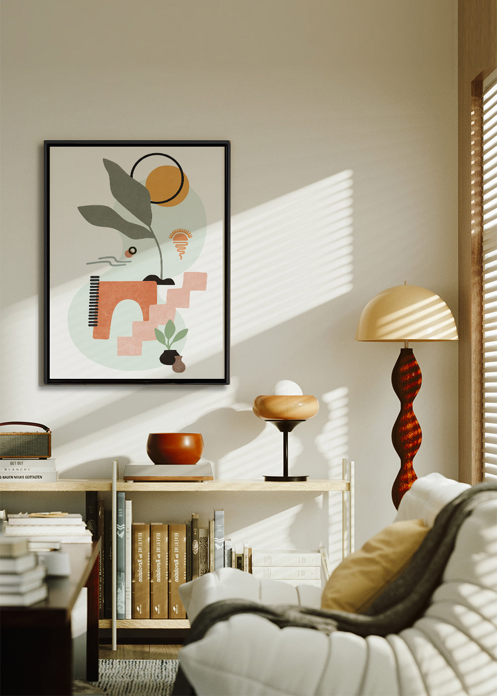 Botanisk plakat med abstrakte blade