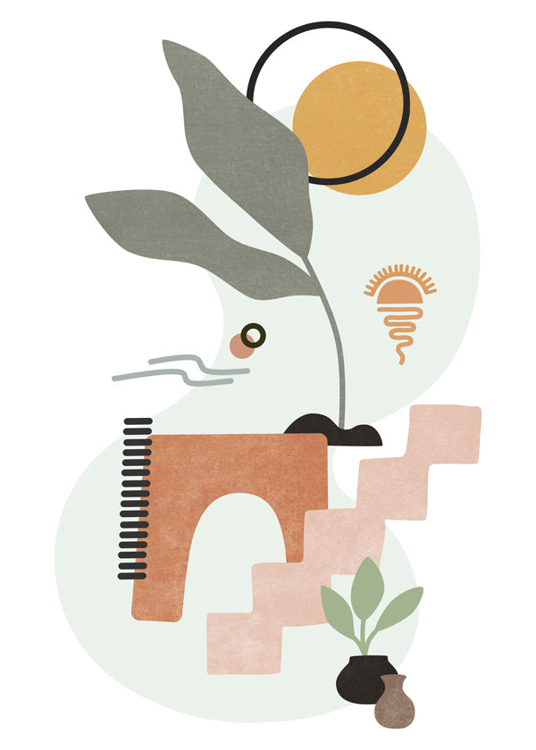 Botanisk plakat med abstrakte blade