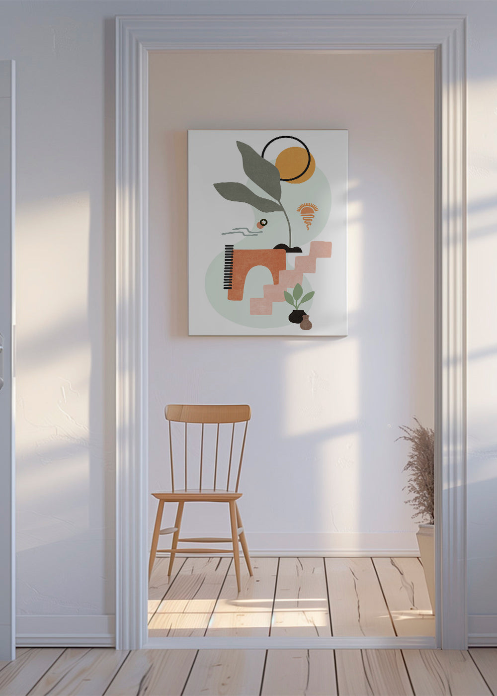 Botanisk plakat med abstrakte blade