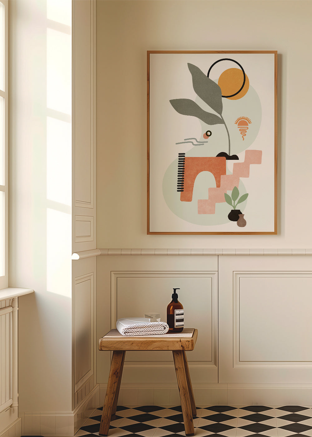 Botanisk plakat med abstrakte blade