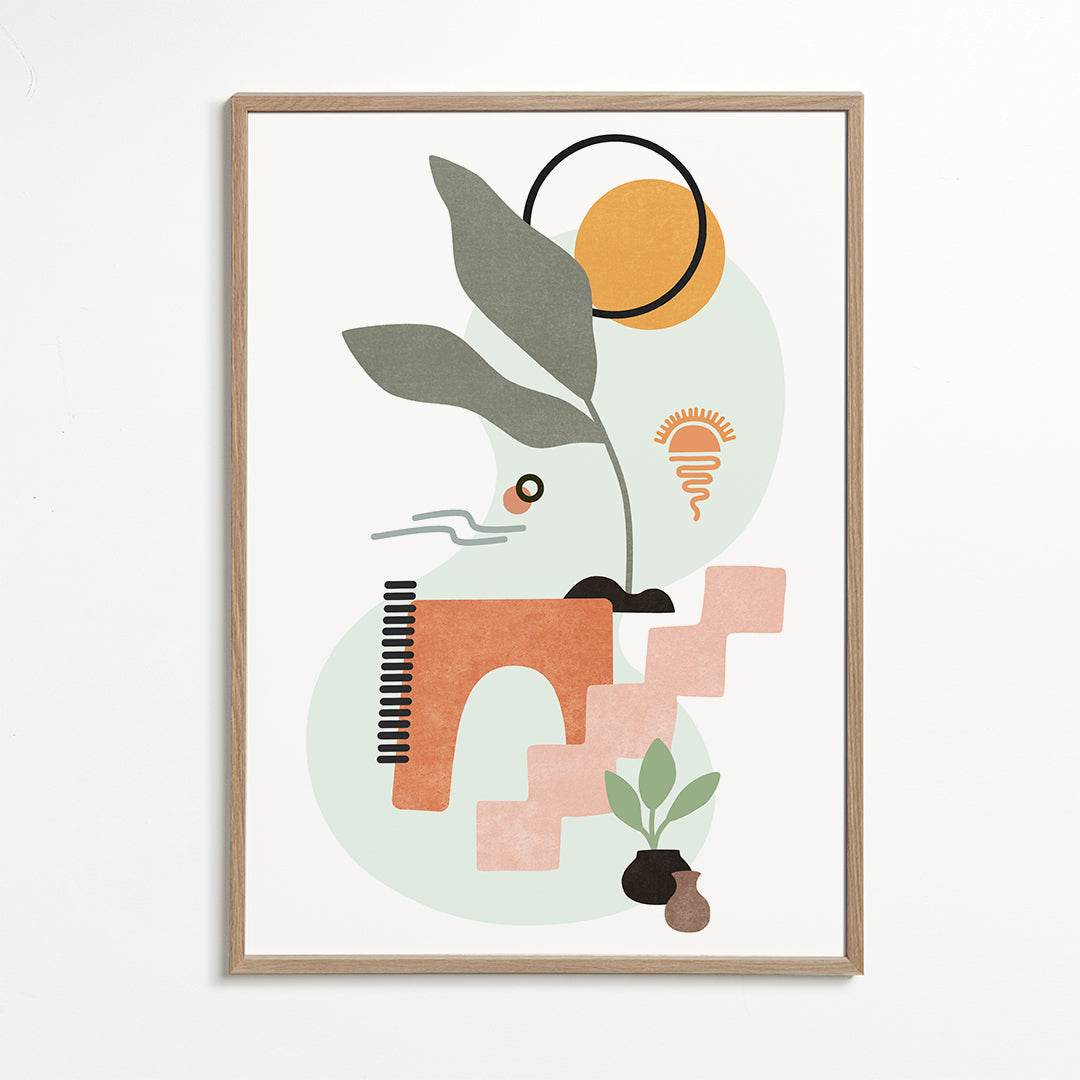Botanisk plakat med abstrakte blade