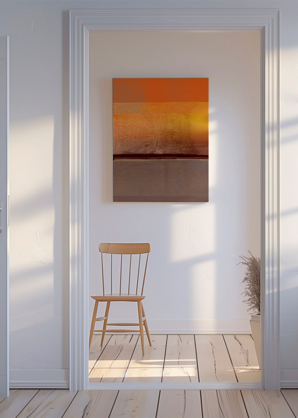 Abstrakt billede med orange og brune bånd