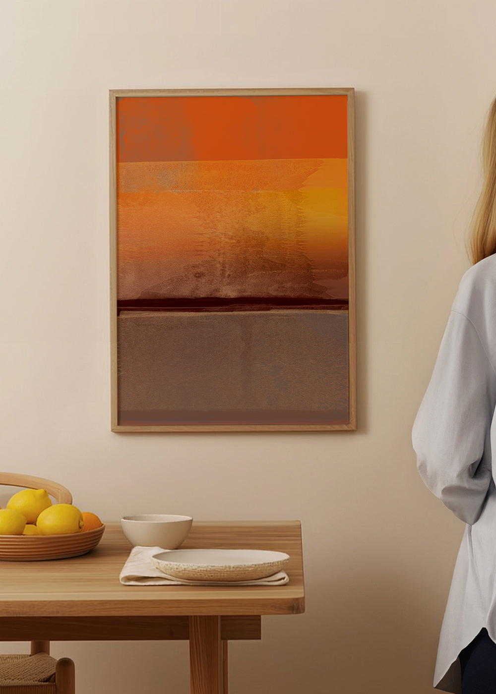 Abstrakt billede med orange og brune bånd