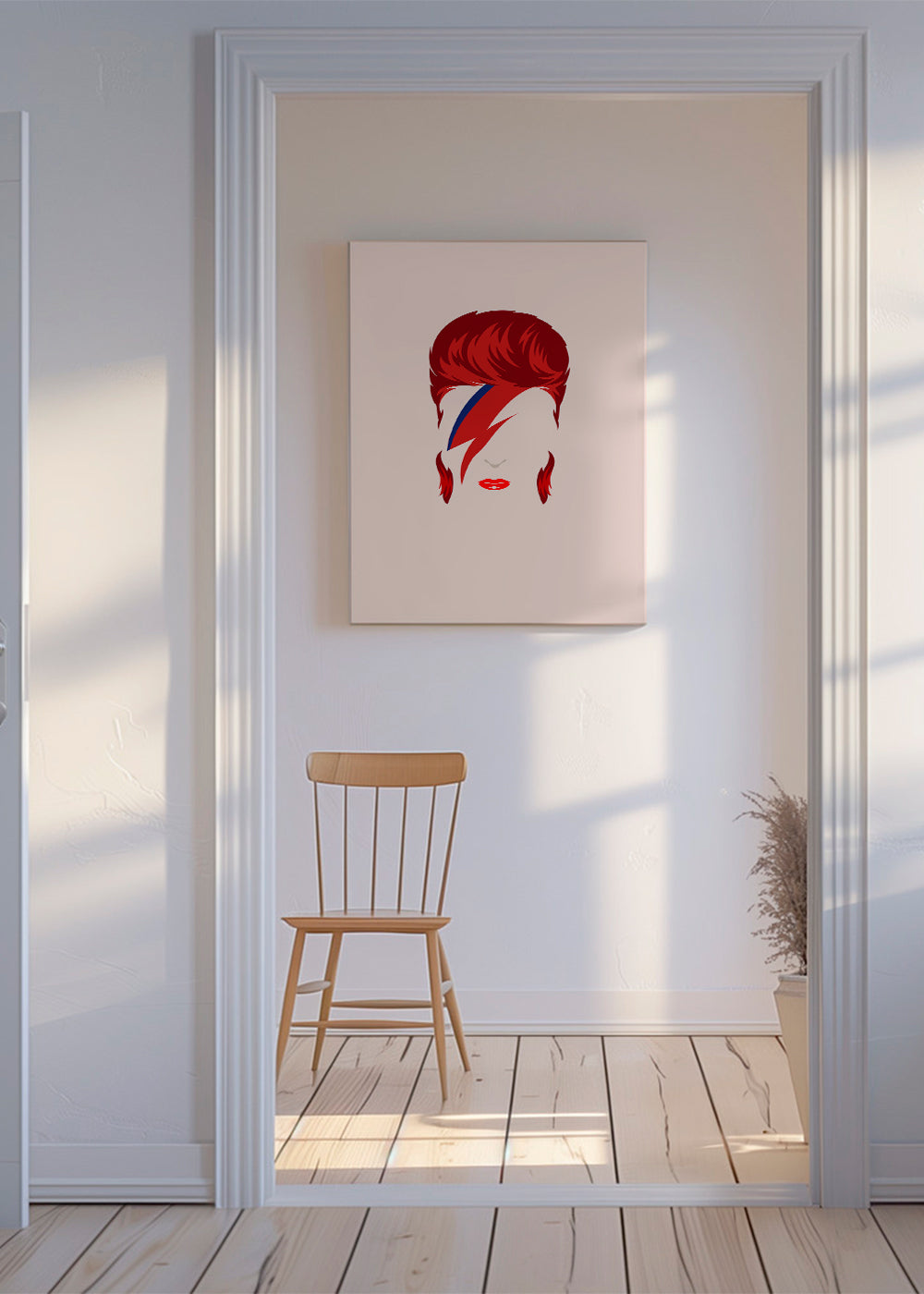 Pop-portrætillustration med lynmotiv