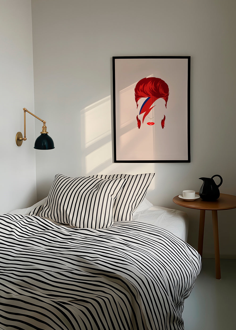 Pop-portrætillustration med lynmotiv
