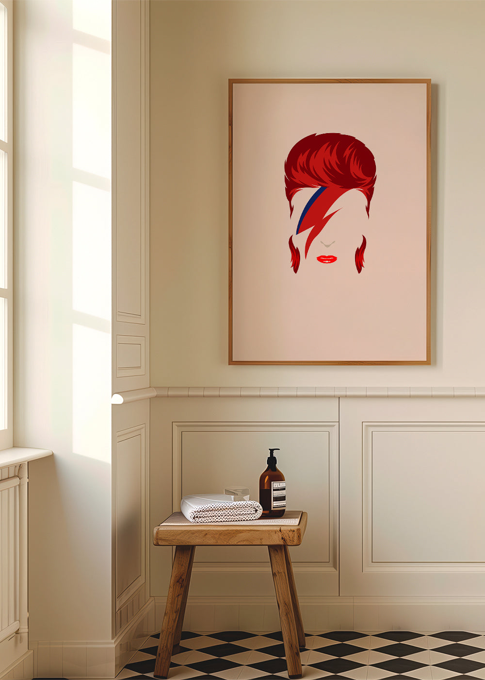 Pop-portrætillustration med lynmotiv