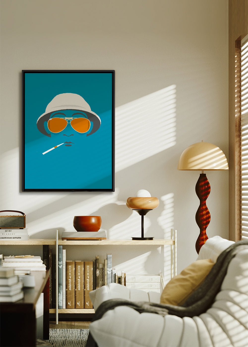 Pop-portræt-illustration med orange briller