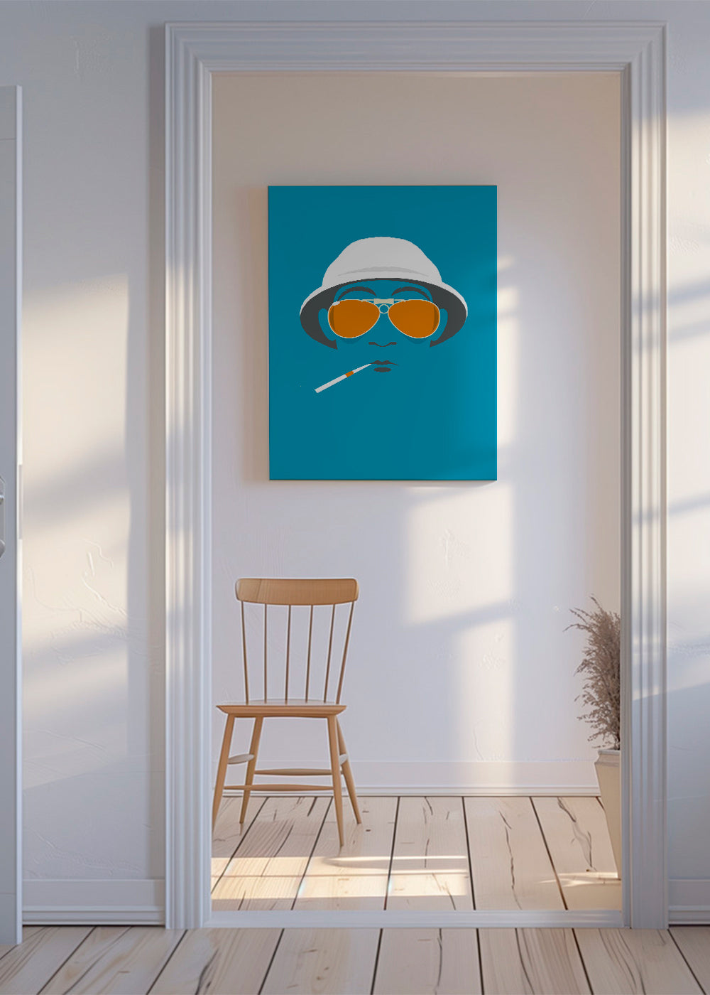 Pop-portræt-illustration med orange briller