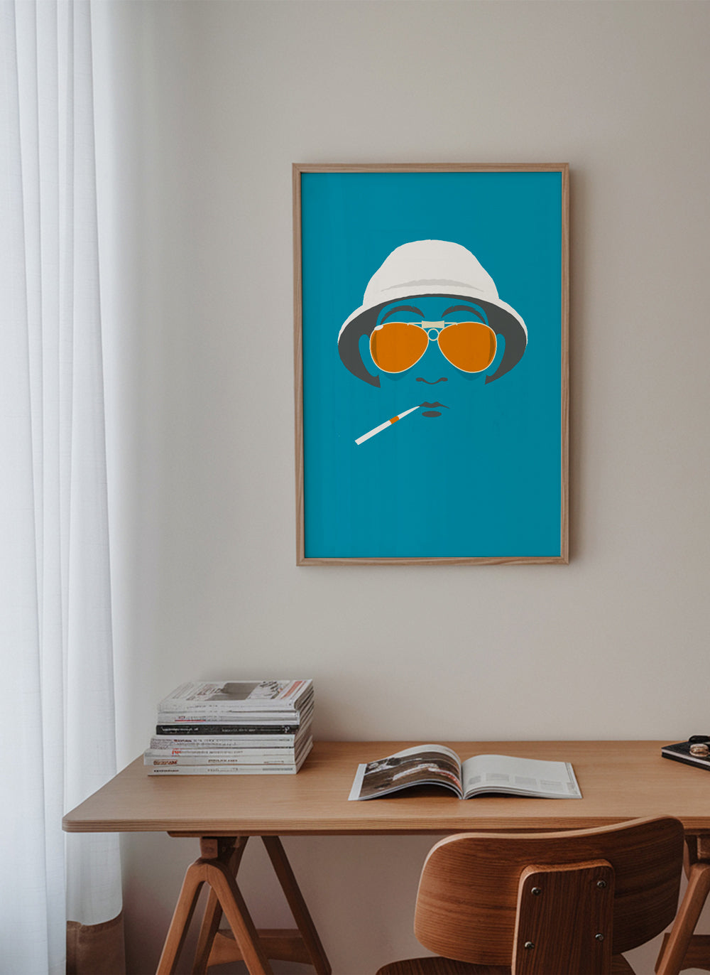 Pop-portræt-illustration med orange briller