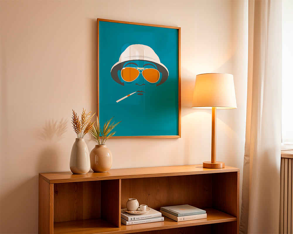 Pop-portræt-illustration med orange briller