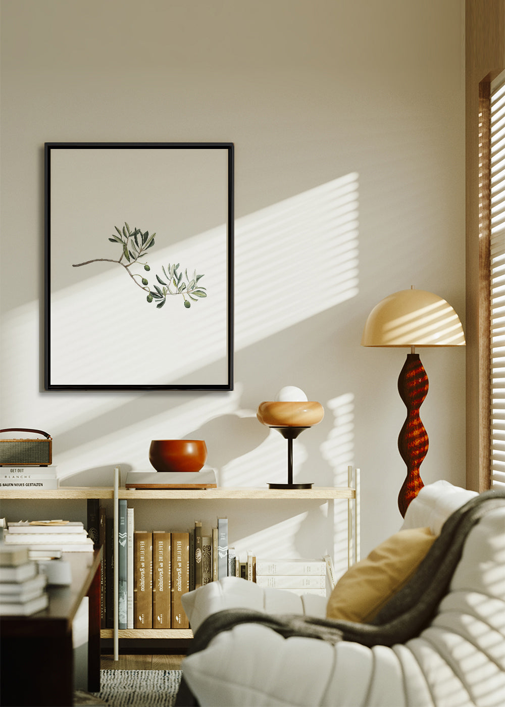 Botanisk plakat oliventak studie