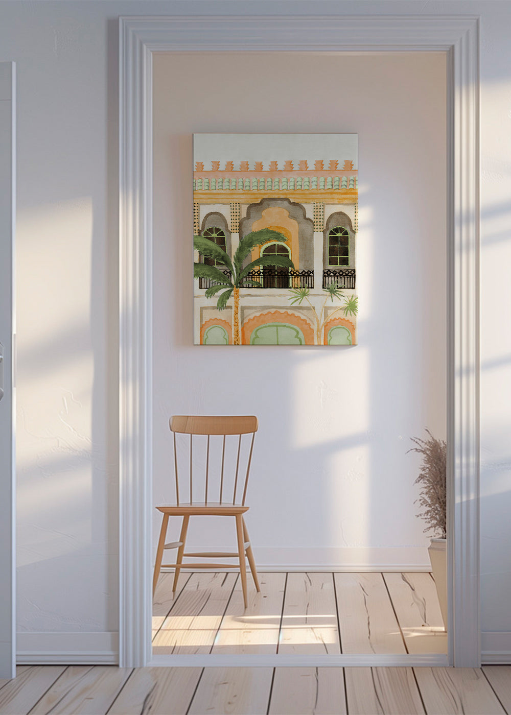 Køkkenkunst: riad-facade i akvarel