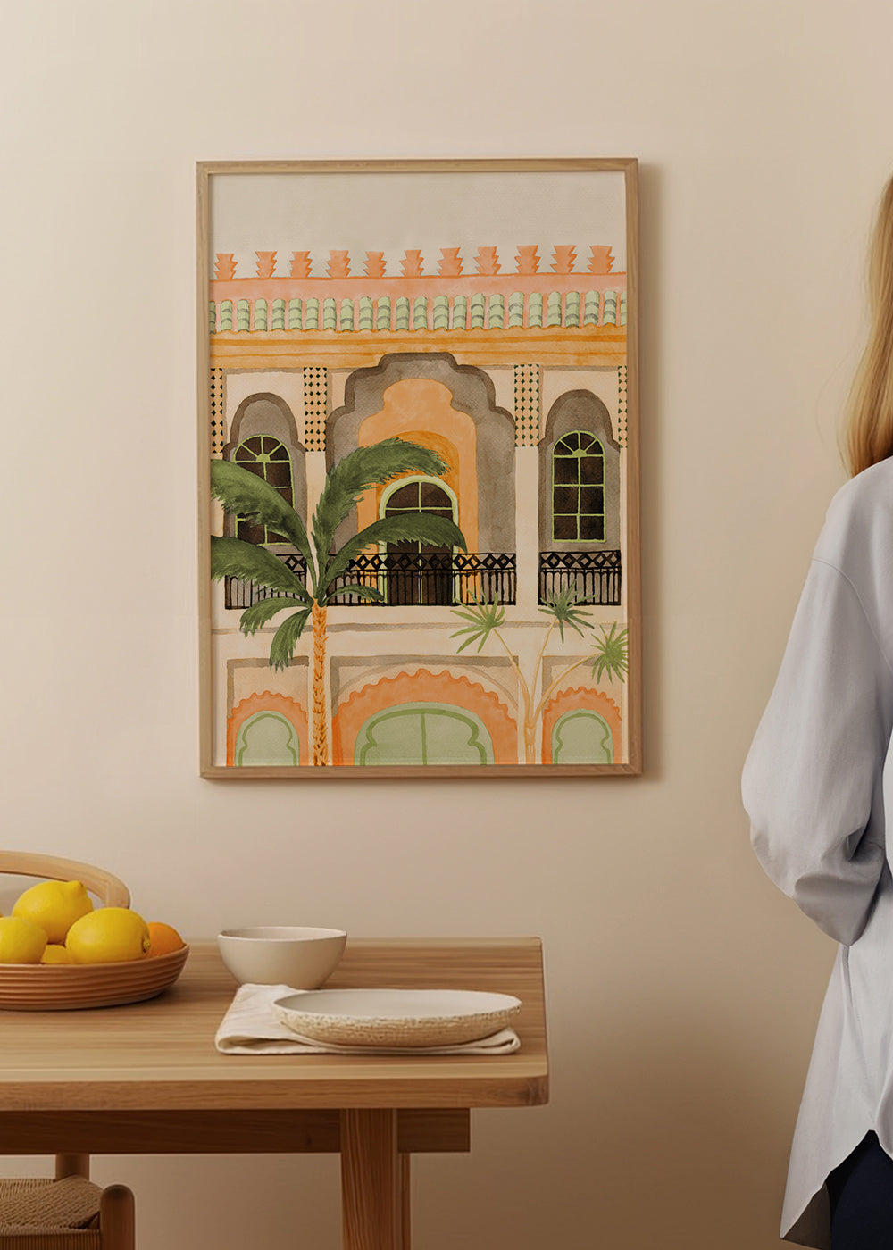Køkkenkunst: riad-facade i akvarel
