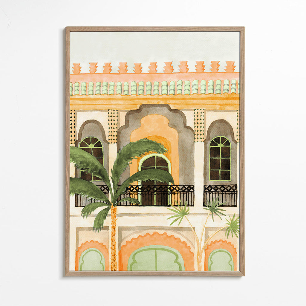 Køkkenkunst: riad-facade i akvarel