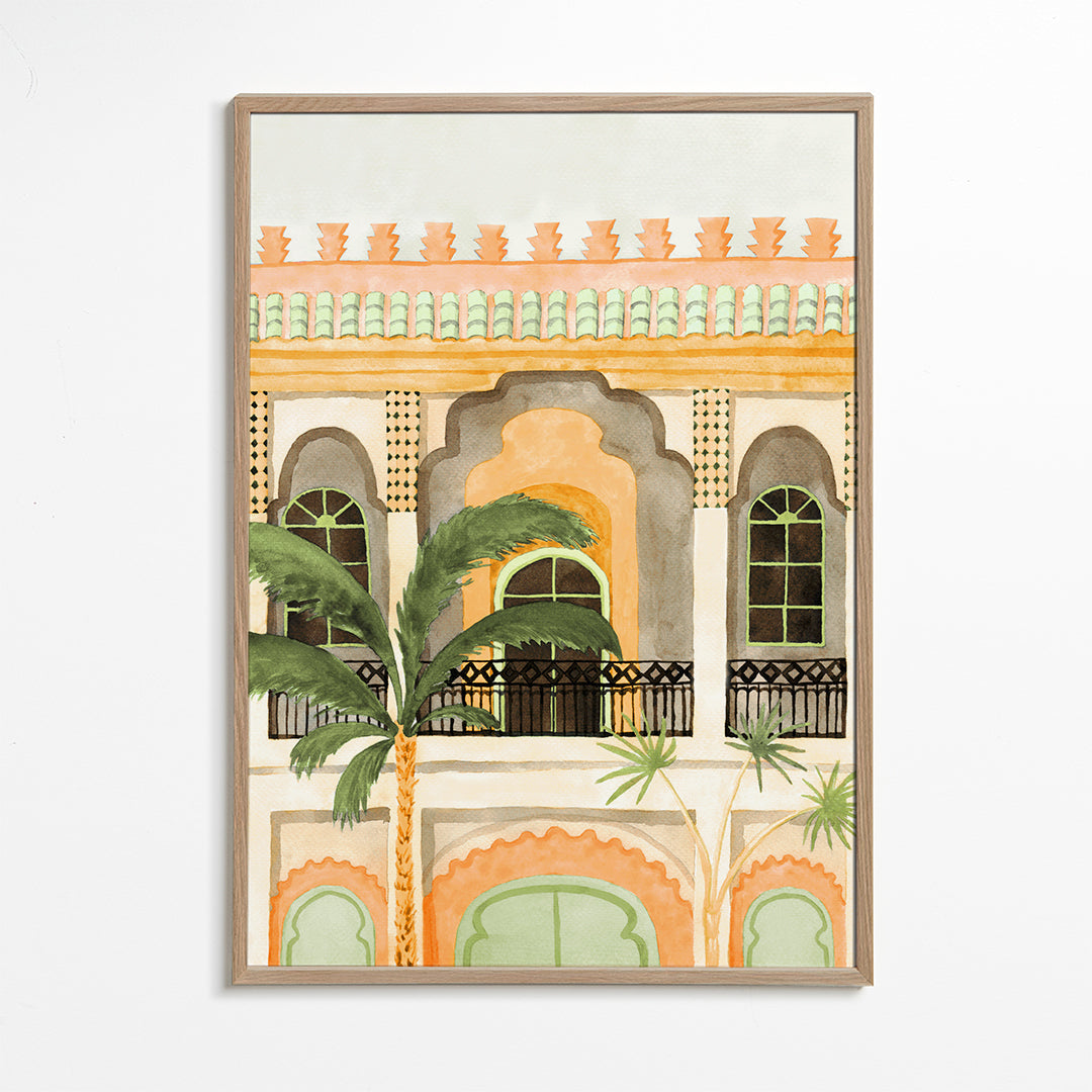 Køkkenkunst: riad-facade i akvarel