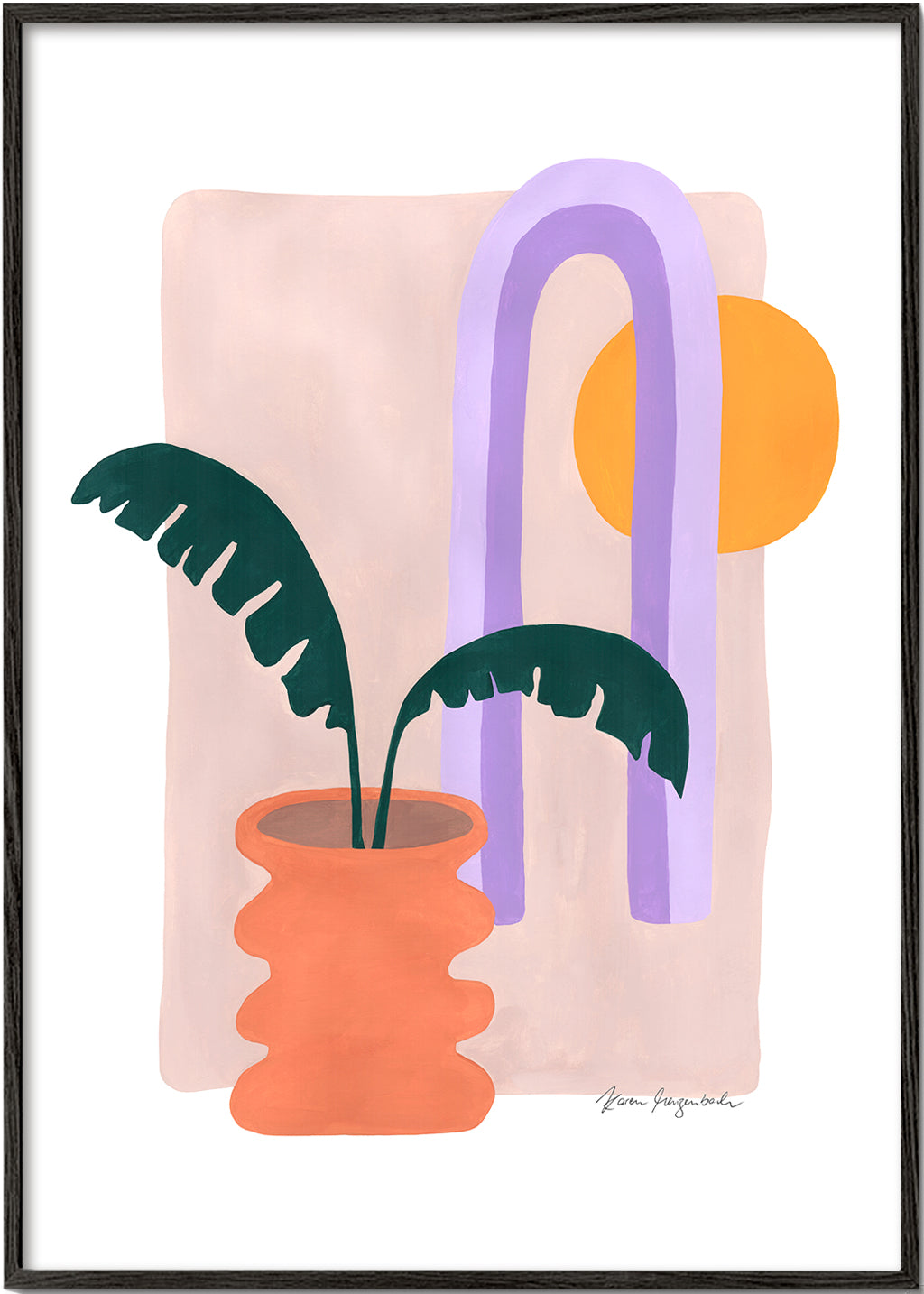 Botanisk plakat med plante i terracotta krukke
