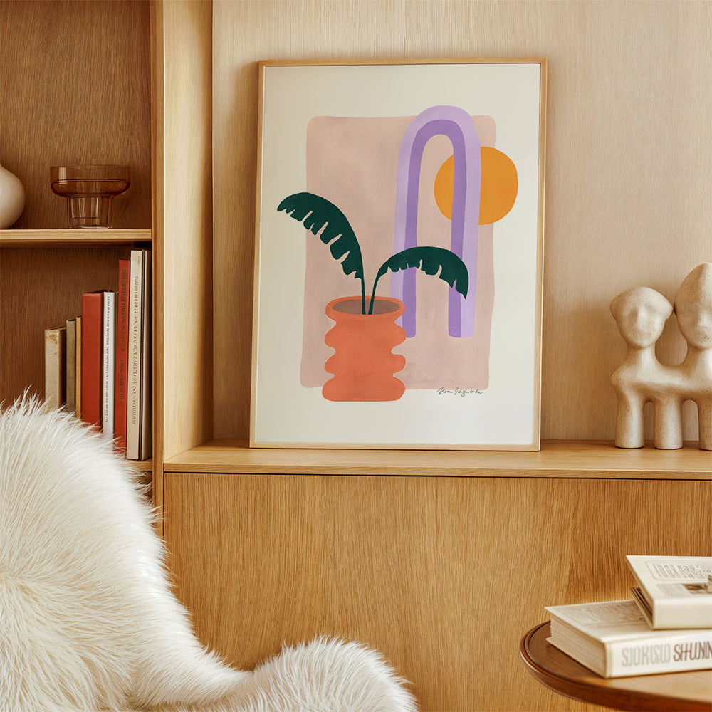 Botanisk plakat med plante i terracotta krukke